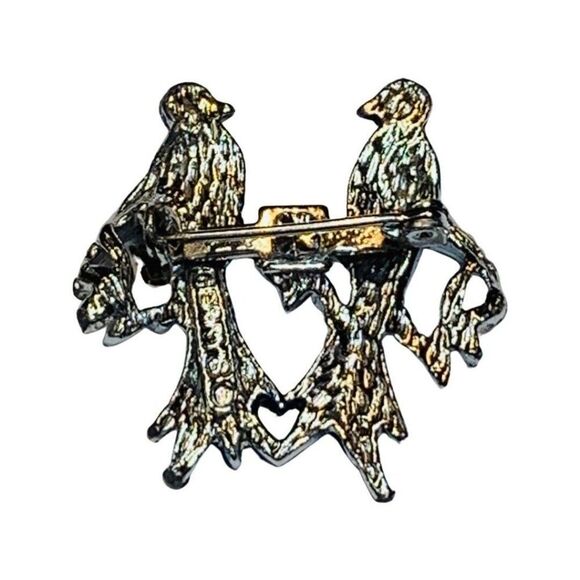 Gerrys Womens Blue Enamel Love Birds On A Perch Silver Tone Vintage Brooch - Picture 5 of 6